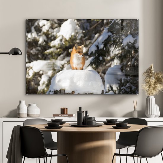 Peinture sur Verre - Renard - Neige - Arbre - 90x60 cm - Peintures sur Verre Peintures - Photo sur Glas