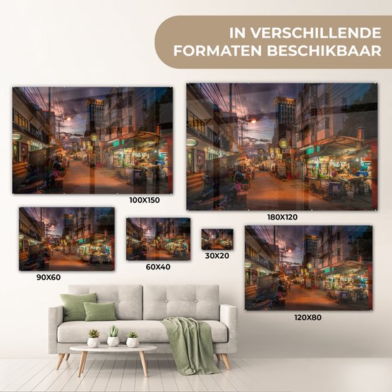 Peinture sur verre - Rue au crépuscule - 90x60 cm - Peintures sur Verre Peintures - Photo sur Glas