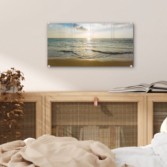 MuchoWow® Peinture sur verre - Mer - Été - Plage - 40x20 cm - Peintures sur verre acrylique - Photo sur Glas
