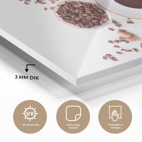 MuchoWow® Peinture sur verre 60x40 cm - Peinture sur verre acrylique - Café - Grains de café - Chocolat - Photo sur verre - Peintures