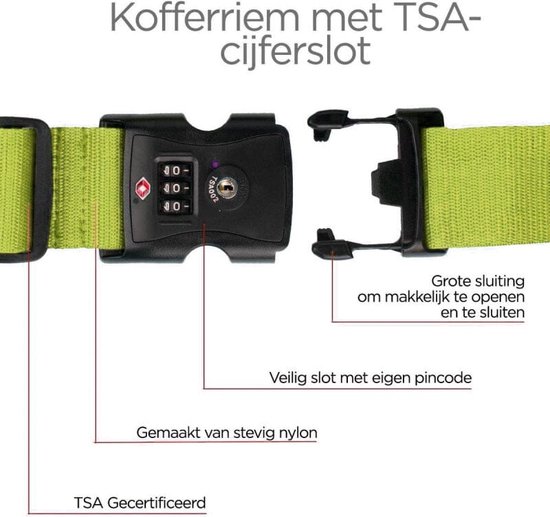 Worldpack Kofferriem Met TSA-slot Lime | bol.com