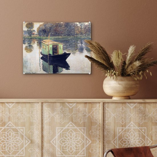 MuchoWow® Peinture sur verre 40x30 cm - Peinture sur verre acrylique - Le bateau atelier - Peinture de Claude Monet - Photo sur verre - Peintures