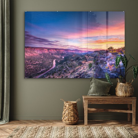 MuchoWow® Peinture sur Verre - Lever de Soleil sur Paysage au New Mexico - 150x100 cm - Peintures sur Verre Acrylique - Photo sur Glas