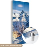 MuchoWow® Glasschilderij 40x80 cm - Schilderij acrylglas - Zwitserse Alpen tijdens de winter - Foto op glas - Schilderijen