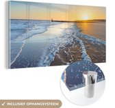 MuchoWow® Glasschilderij 160x80 cm - Schilderij acrylglas - Het strand bij Domburg - Foto op glas - Schilderijen