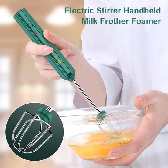 Mata1 Koffie Melkopschuimer, Zilver & Zwart Handheld Drank Mixer