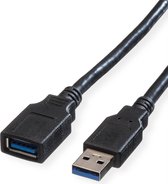 ROLINE USB 3.2 Gen 1 Kabel, type A-A, M/F, zwart, 0,8 m