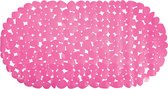 MSV Douche/bad anti-slip mat - badkamer - pvc - fuchsia roze - 35 x 68 cm - zuignappen - steentjes motief