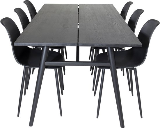 Table de salle à manger Sleek table extensible longueur cm 195 / 280 noir et 6 salle à manger Polar stable noir.