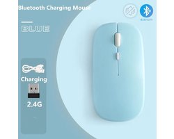 Draadloze oplaadbare geluidloze klik ergonomische bluetooth soft-touch muis (blue)