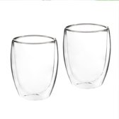 Set van 2x stuks dubbelwandige koffieglazen/theeglazen 350 ml - 35 cl - Glazen voor thee en koffie - Latte Macchiato Glazen