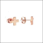 Aramat jewels ® - Oorstekers zweerknopjes kruisje chirurgisch staal rosékleurig 7mm