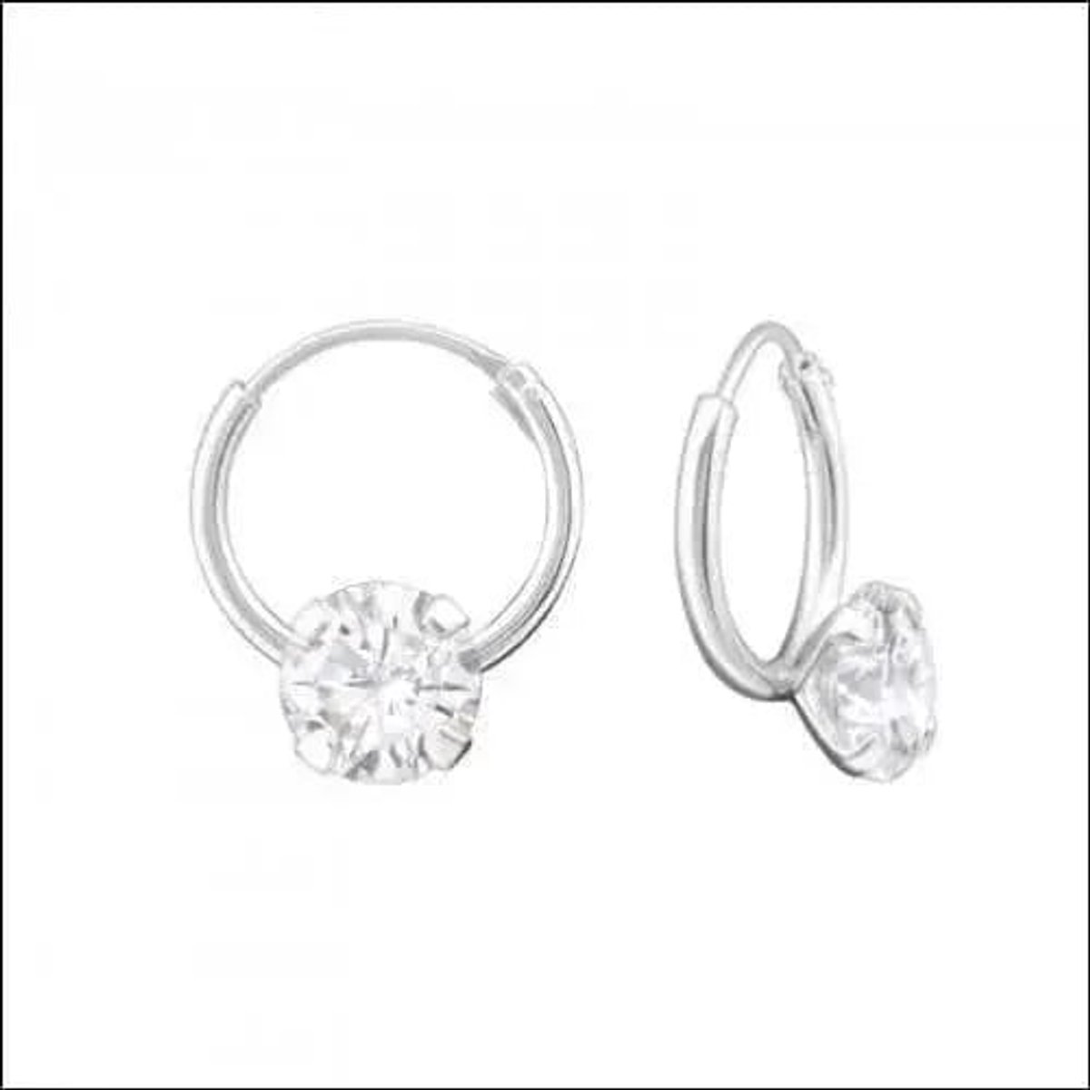 Aramat Jewels | Oorringen | Zilveren Kinder Oorringen Transparante Zirkonia – 12mm 925 Zilver 5mm Steen | | | |12mm | Zilver | Kinderen, Volwassenen | Verkleurd niet