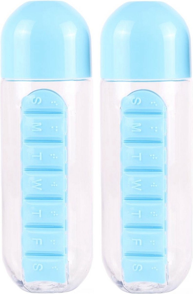 Goedkoopste Benson Fles - 2x - medicijnen doos - 600 ml - 7-vaks - 23 cm - Pillendoos