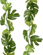 Plantenslinger/kunstplant - 2x - Monstera - groen - kunststof - 180 cm - Gatenplant