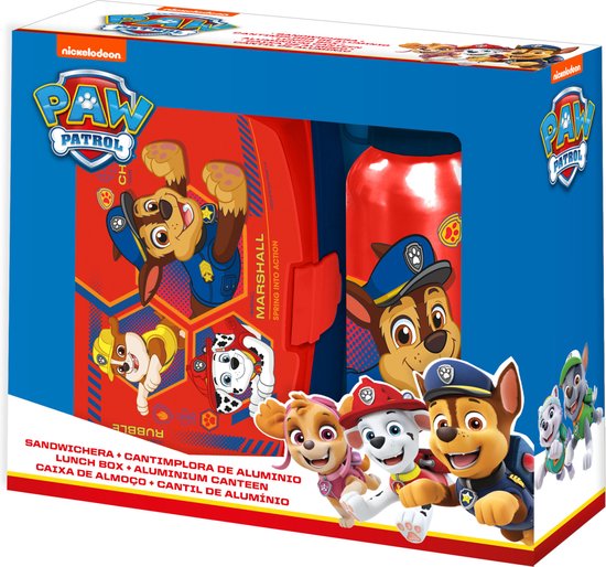 Paw Patrol Lunch Set avec Lunch Box et Gourde - Spiderman Lunch Box avec Gobelet - School Cup - Chase & Marshall - Set