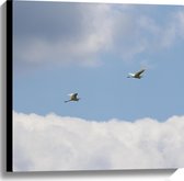 Canvas - Vogels Vliegend Voorbij de Wolken - 60x60 cm Foto op Canvas Schilderij (Wanddecoratie op Canvas)