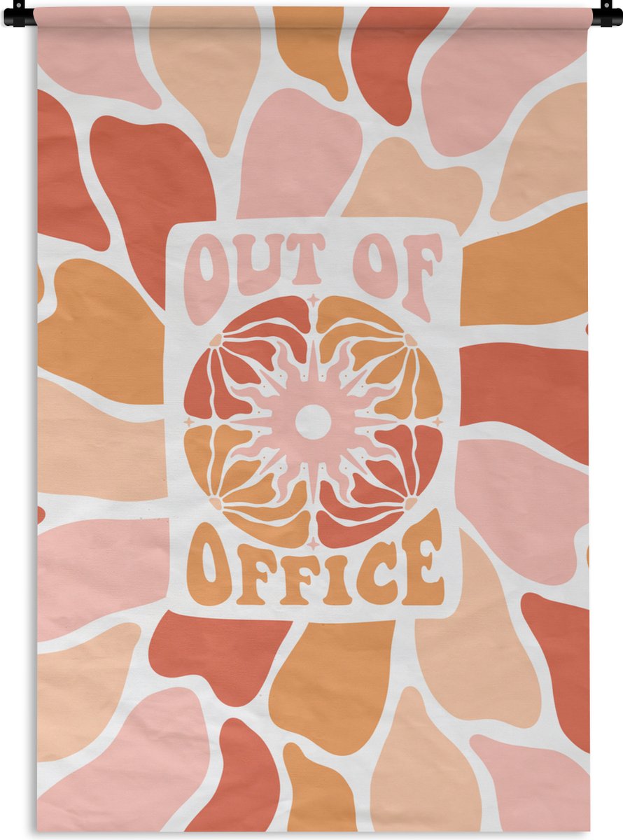 Wandkleed - Wanddoek - Quotes - Out of office - Pastel - 60x90 cm - Wandtapijt