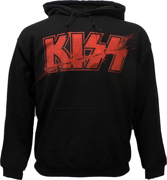 KISS Slashed Logo Hoodie Sweater Trui Zwart - Officiële Merchandise