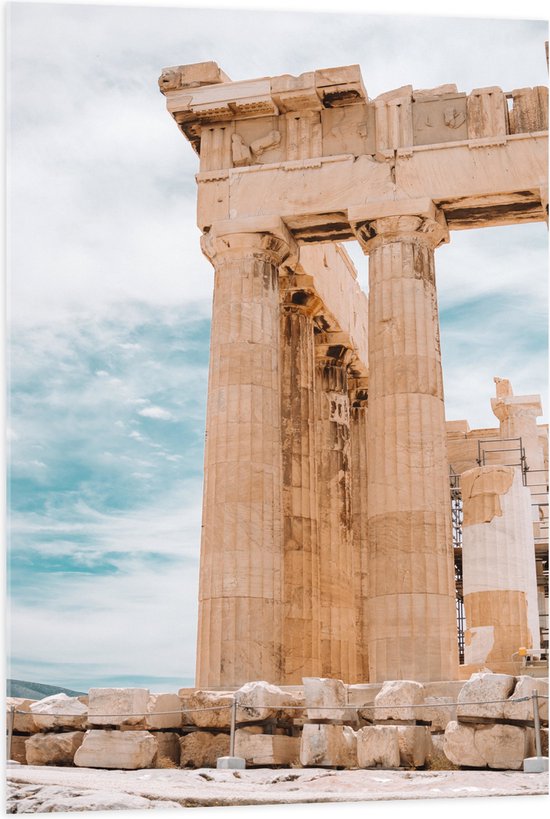 Acrylglas - Deel van Parthenon in Athene, Griekenland - 70x105 cm Foto op Acrylglas (Met Ophangsysteem)