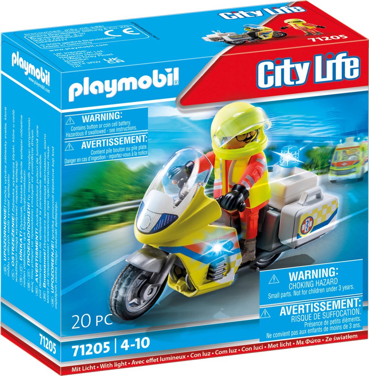 PLAYMOBIL City Life Noodmotorfiets met zwaailicht - 71205