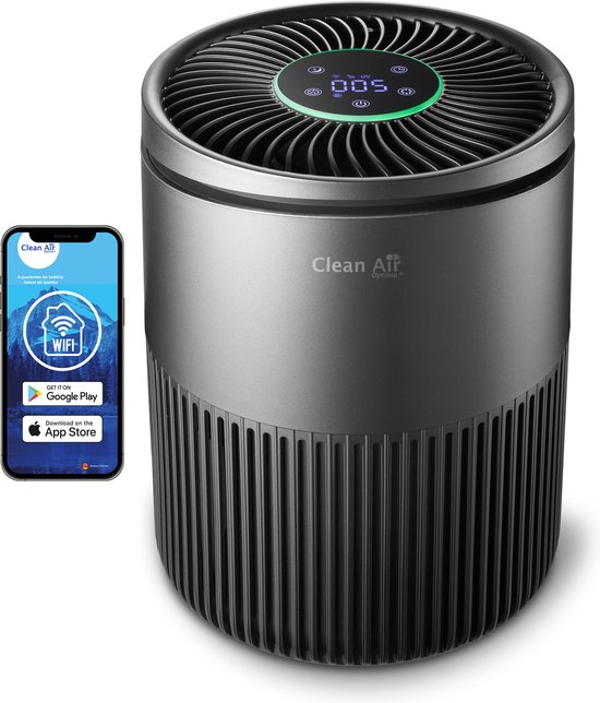 Clean Air Optima® CA-503T Compact Smart - Intelligente HEPA UV-C Ionisator Luchtreiniger - 360° Airflow - Ultrastil met sleepmode! <10dB(A)!
