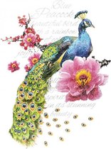 Pauw Peacock Full Color Strijk Applicatie 20.5 cm / 25.5 cm / Blauw Groen Roze