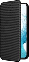 Telefoonhoesje geschikt voor Samsung Galaxy A54 5G zwart carbon fiber agenda wallet hoesje