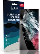 Lunso - Geschikt voor Samsung Galaxy S23 Ultra - Duo Pack (2 stuks) Beschermfolie - Full Cover Screen protector