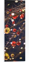PVC Schuimplaat - Lampjes en Kerstballen in de Boom - 20x60 cm Foto op PVC Schuimplaat (Met Ophangsysteem)