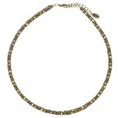 Behave® Klassieke tonnetjes ketting goud kleur met bruine steentjes 40 cm