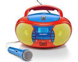 Draagbare Kinder Boombox met CD-speler, FM-radio, USB & Microfoon - Kleurrijk en Muzikaal