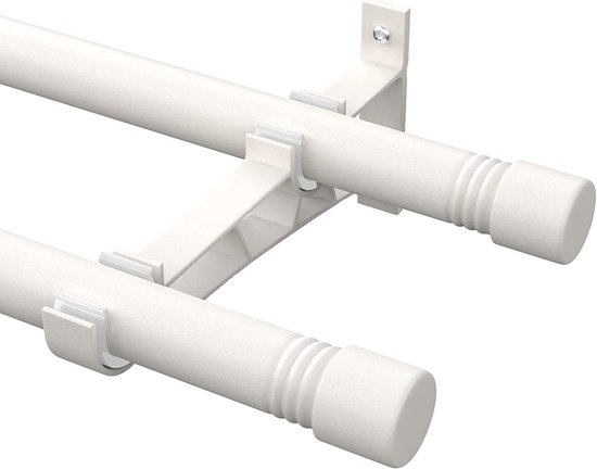 Tringle à rideau intérieure réglable Boraboi® en acier inoxydable à double Loop avec embouts décoratifs pour salon et chambre