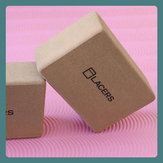 Yoga Block kurk 1 & 2-delige set natuurlijk kurkblok voor yoga pilates fitness stretching en meditatie antislip stabiel en duurzaam voor beginners en gevorderden mat - PetrolLine — afbeelding 3