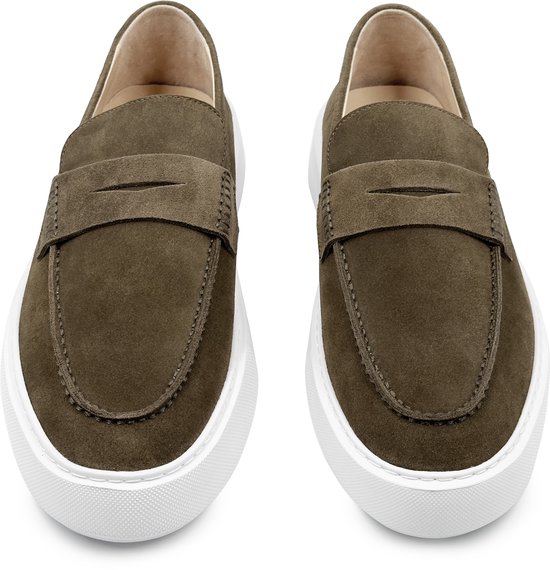 Mocassins Dutch'D® - À enfiler - Vert olive - Luxe - Sport - Cuir suédé - Atmos Era - Pointure 42