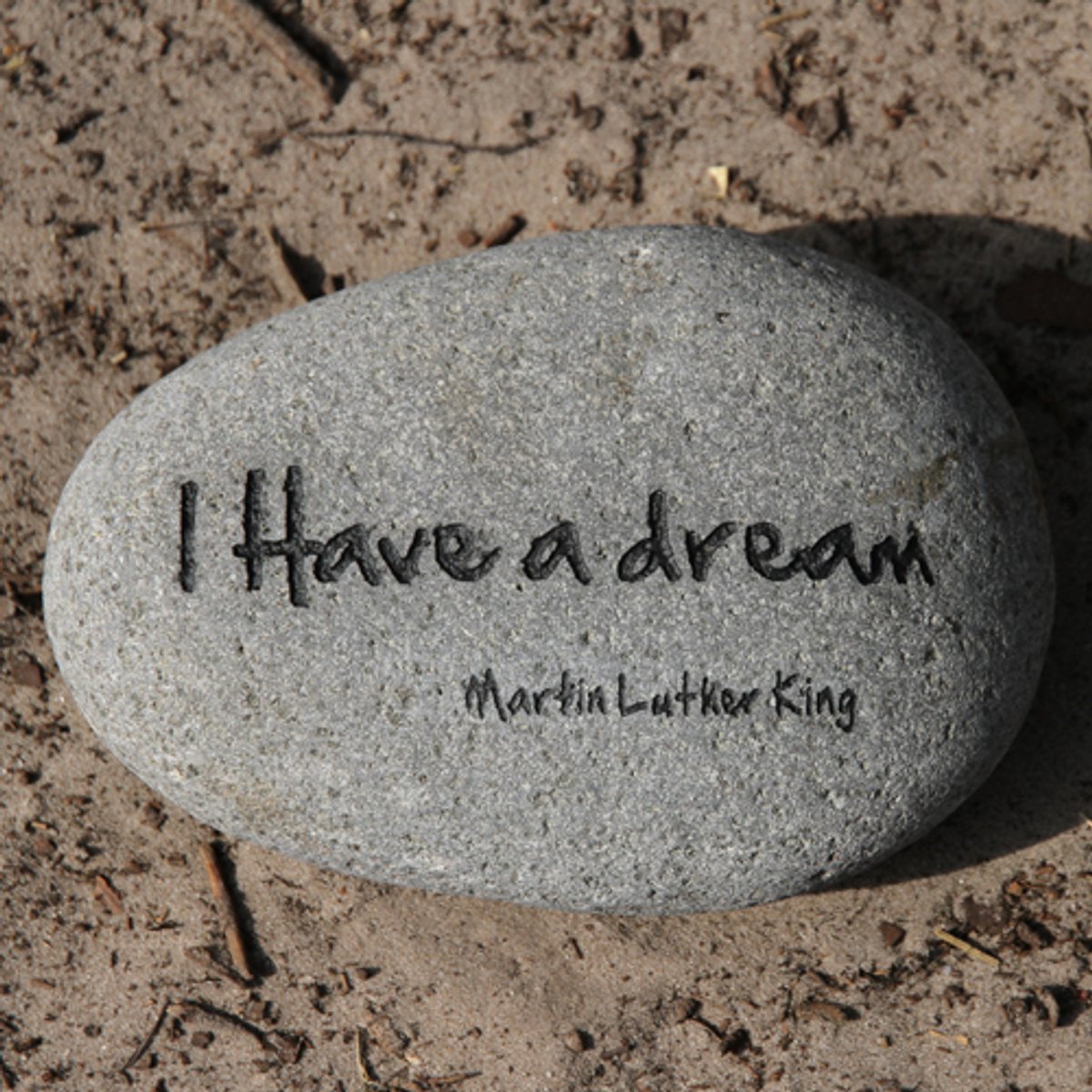 Tekststeen I have a dream - diepe gravure in een zwerfkei