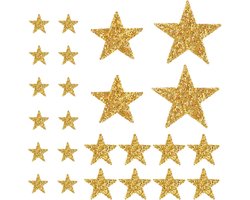 24 stuks gouden strassteentjes sterren om op te strijken - glittersterren opnaai-opstrijkplaatjes