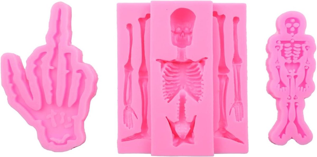 3 Stuks Schedel Taart Siliconen Fondant Schimmel Bakvorm Mallen Cakevorm DIY voor Taart Decoreren Cupcake Decor Sugarcraft