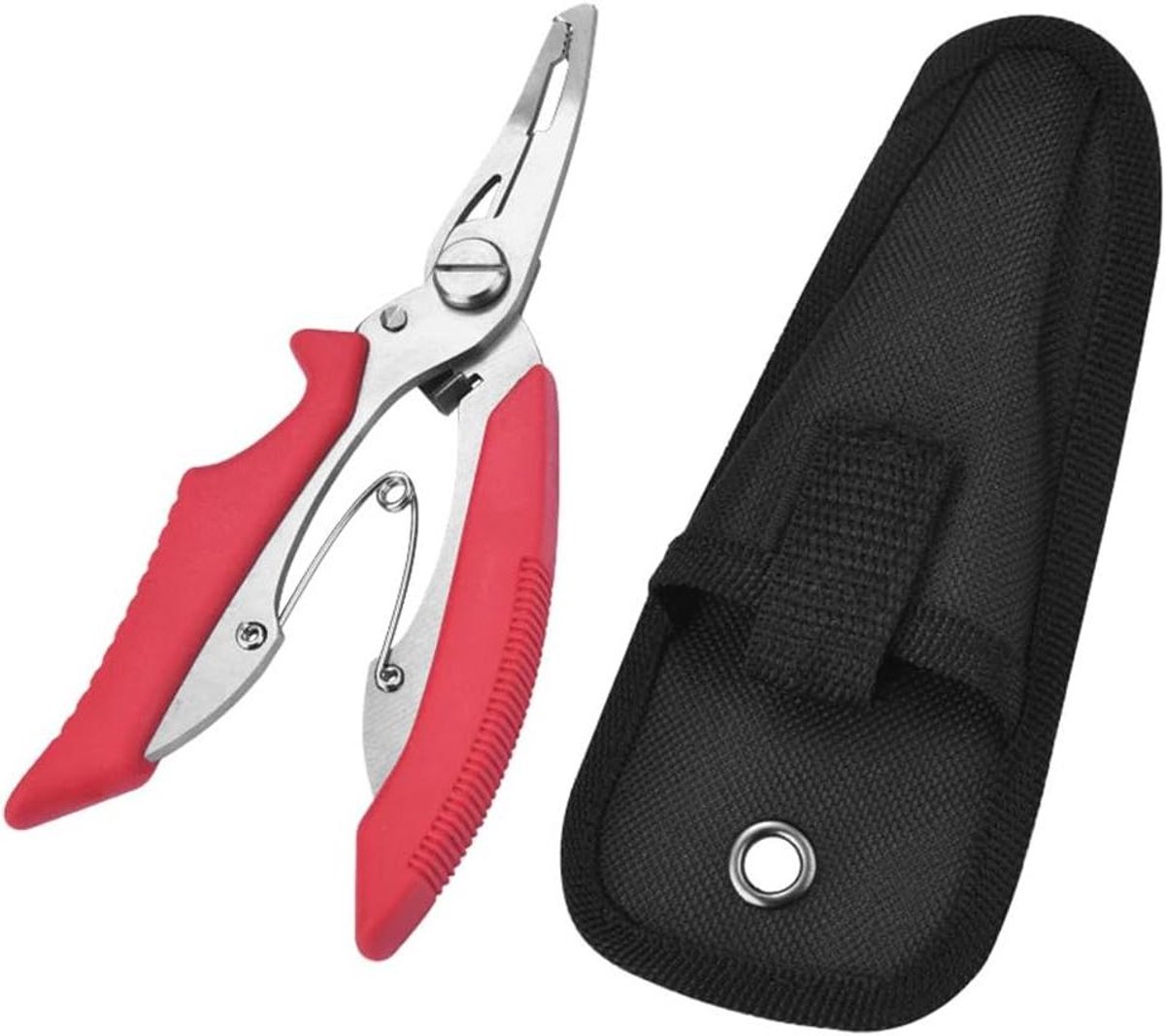 Vissen Tang RVS Vergrendelingtang Zoutwaterbestendige Haakverwijderaar Split Ring Tang Vissen Man Tang Voor Haakverwijderaar Lijn Snijden En Split Ring (Rood)