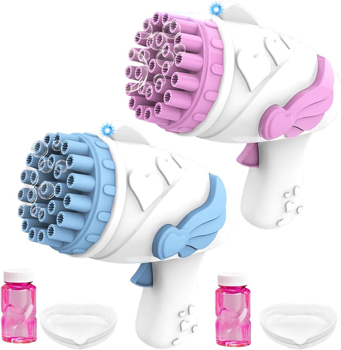 Automatisch bellenblaaspistool - Zeepbellenoplossing 26 gaten - Bubbelspeelgoed - Bubbelkanon voor bruiloft verjaardag feest - Set van 2