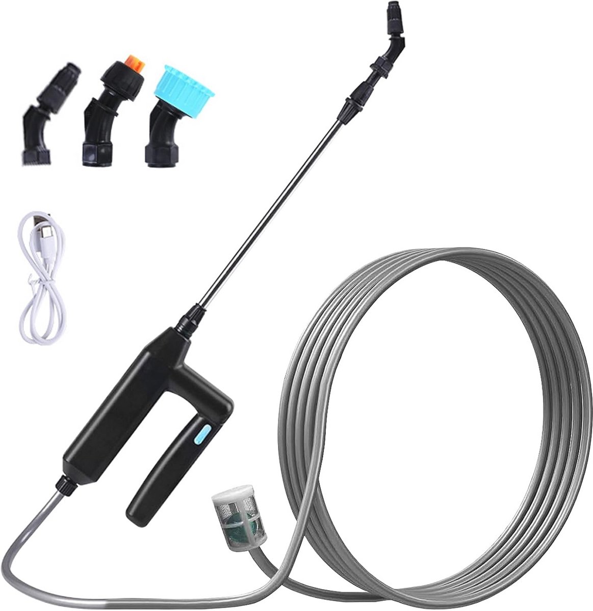 Elektrische plantensproeier met telescoopstang en accessoires voor tuin en gazon