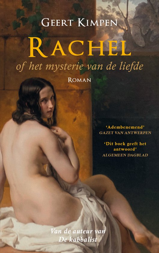 Boekomslag van 'Rachel of het mysterie van de liefde' met een schilderij van een naakte vrouw.