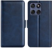 MobyDefend Hoesje - Geschikt voor Motorola Edge 60 / Motorola Edge 60 Fusion - Luxe Wallet Book Case (Sluiting Zijkant) - Blauw