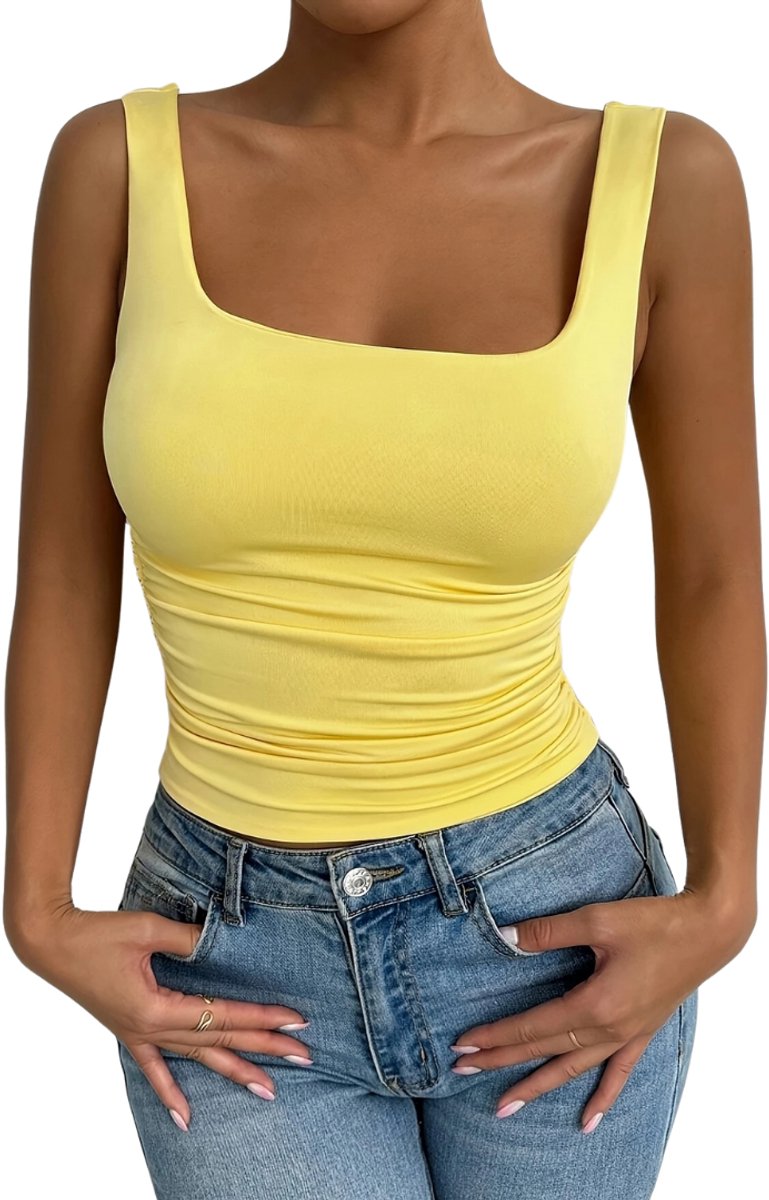 Bovista Topje Dames - Kleding - Shirt - Blouse - Kort - Volwassen - Geel