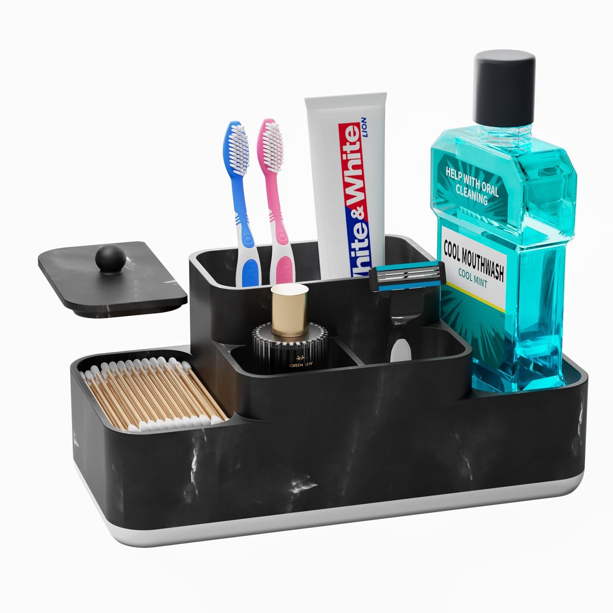 Ibenzoa® Multifunctionele Badkamer Organizer met Vijf Compartimenten van Hars