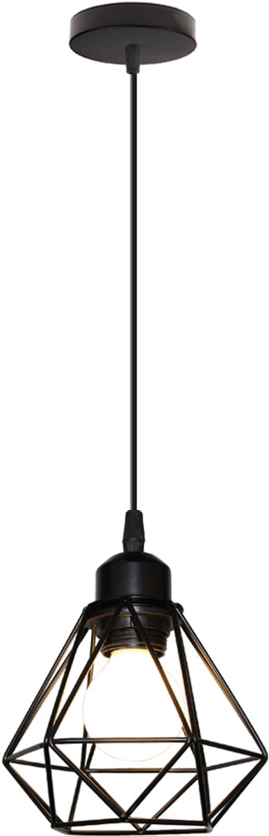 Hanglamp Industrieel E27 Hangende Lampen Metalen Cage Kroonluchter Vintage 16cm Zwart