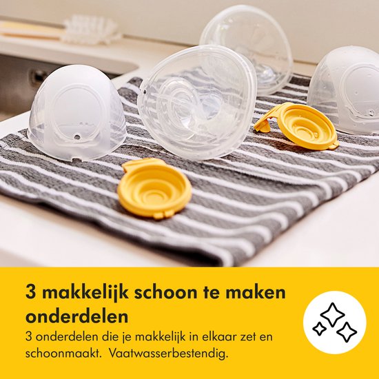 Medela Freestyle Hands-Free borstkolf – Dubbele elektrische handsfree borstkolf – Draagbaar - Transparant/Geel – Inclusief oplaadbare accu