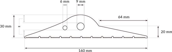 Technische tekening van een zwarte garagedeurafdichting met afmetingen in mm.