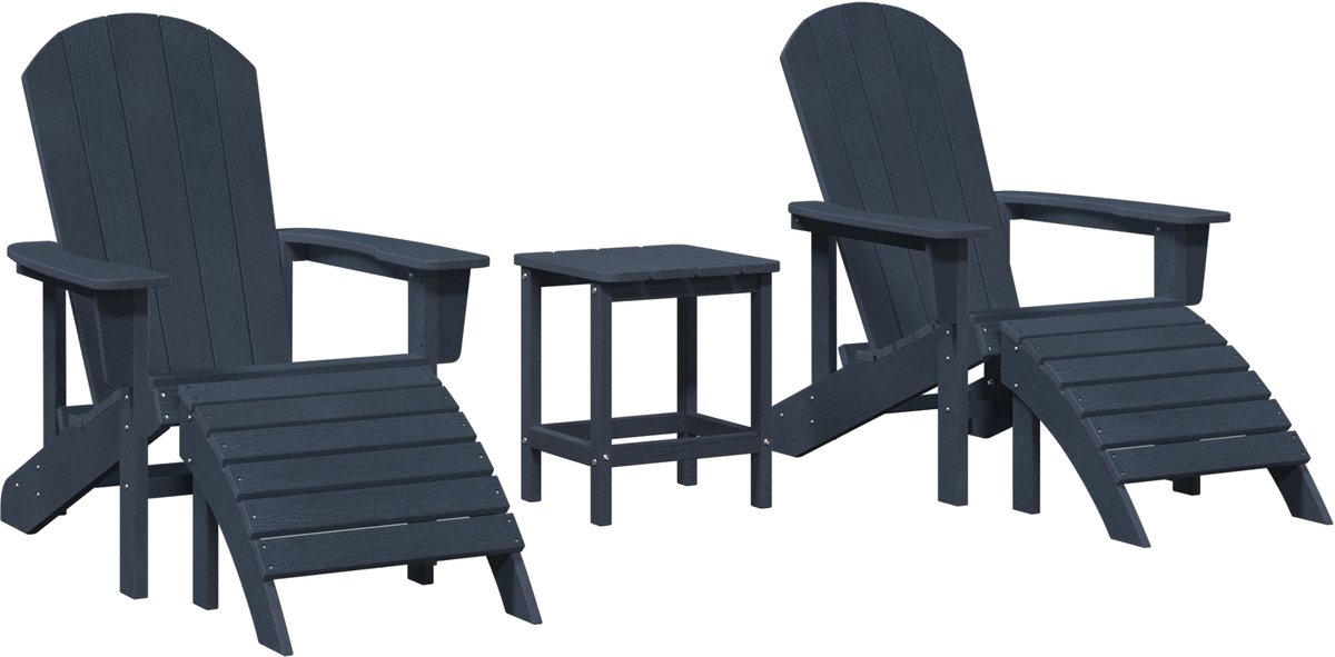 vidaXL - Tuinstoel - 3 - st - Marineblauw - Polyetheen