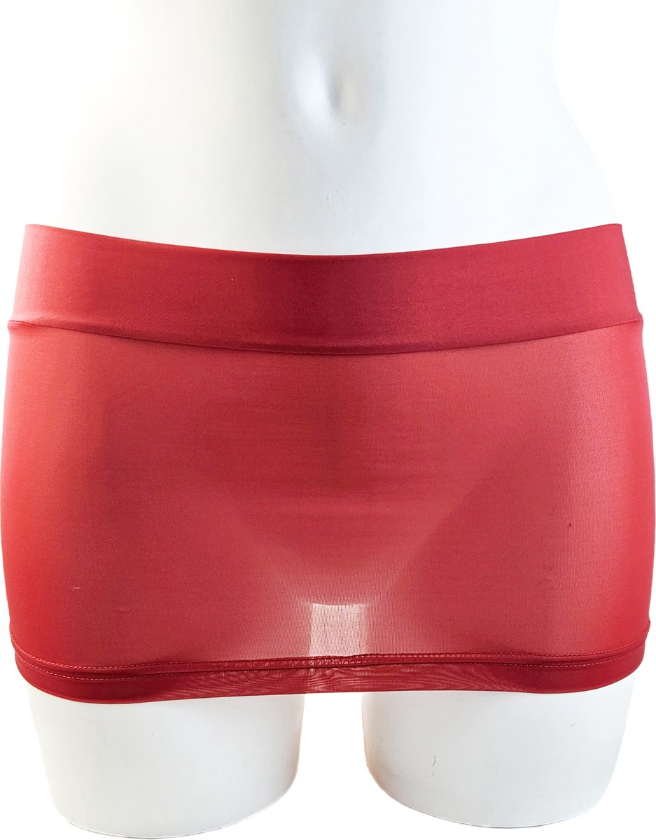 BamBella® - Ultra korte Mini Rok - Sexy Erotische rokje - Onesize - Doorzichtig doorschijnend stretch Rood